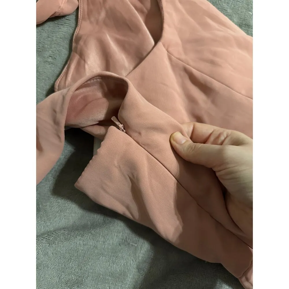 After Six NWT Size 12 Desert Rose Pink LX CHIFFON One Shoulder Floor‎ Dress Gown - Image 10