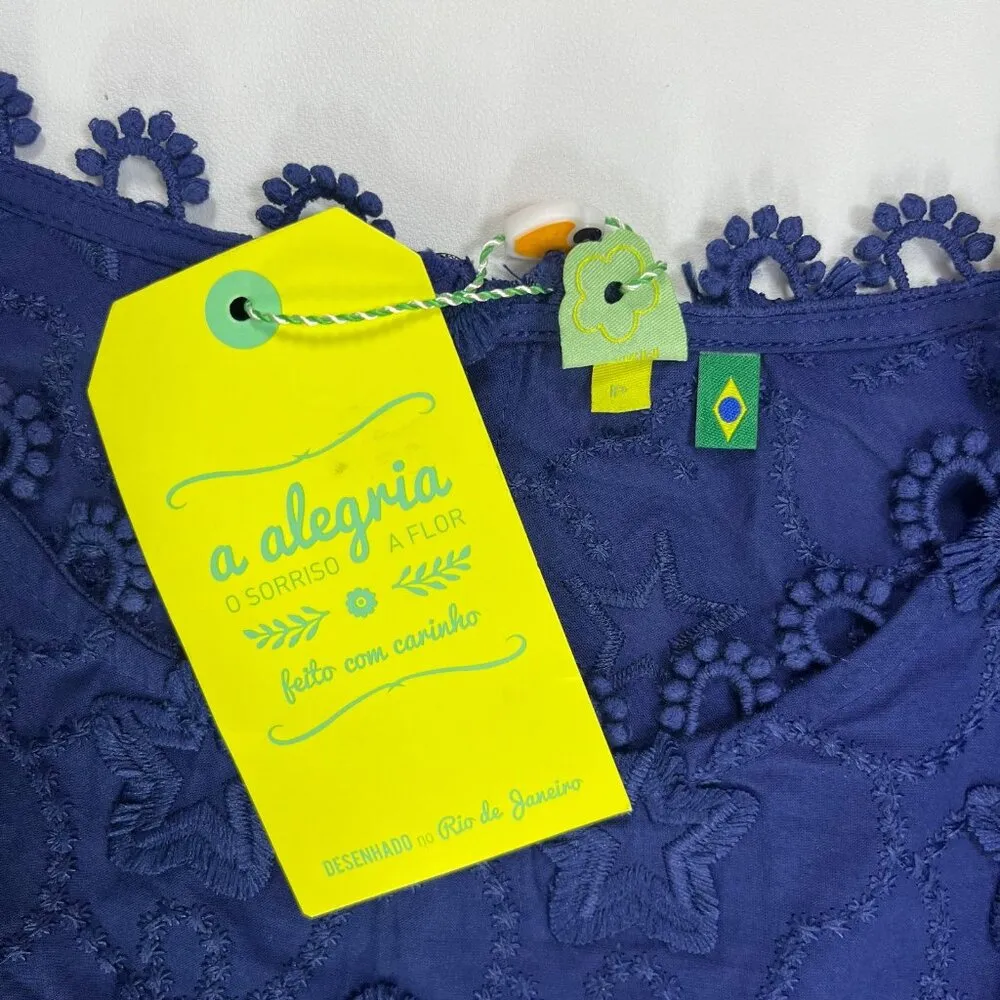 NWT Farm Rio 3D Star Embroidery Top Blouses Shirt Blue Size S Short Sleeve - Image 11