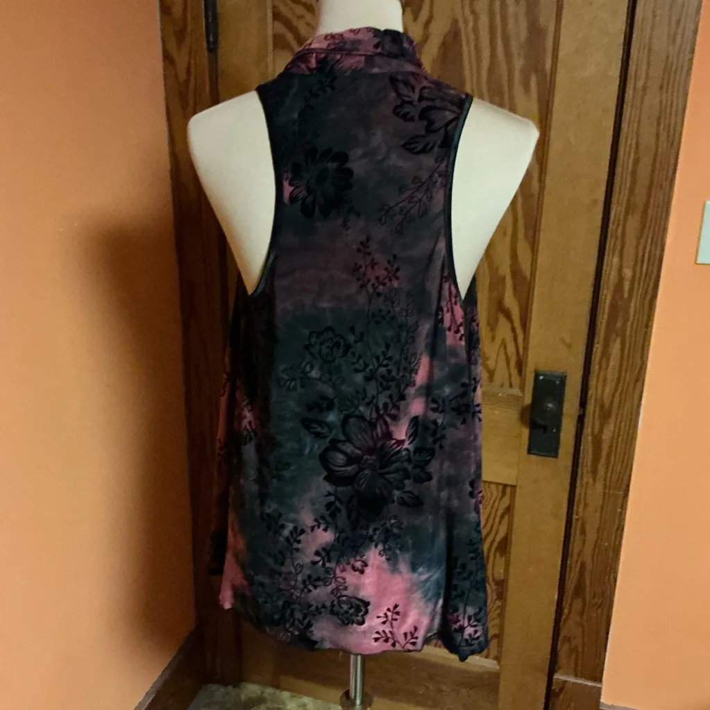 Vtg Y2K pink n black tie dye cover up vest - Image 11
