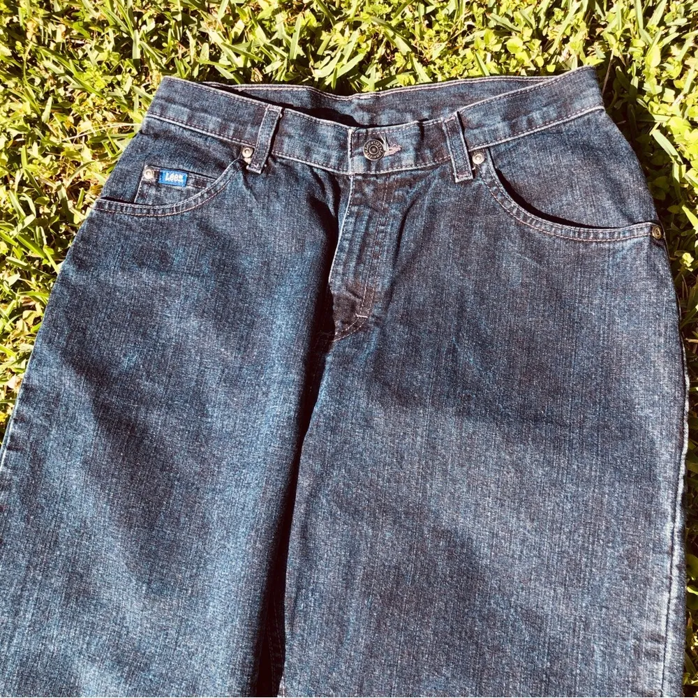 Vintage Lee High Waisted Dark Wash Mom Jeans Blue 10 P - Image 2