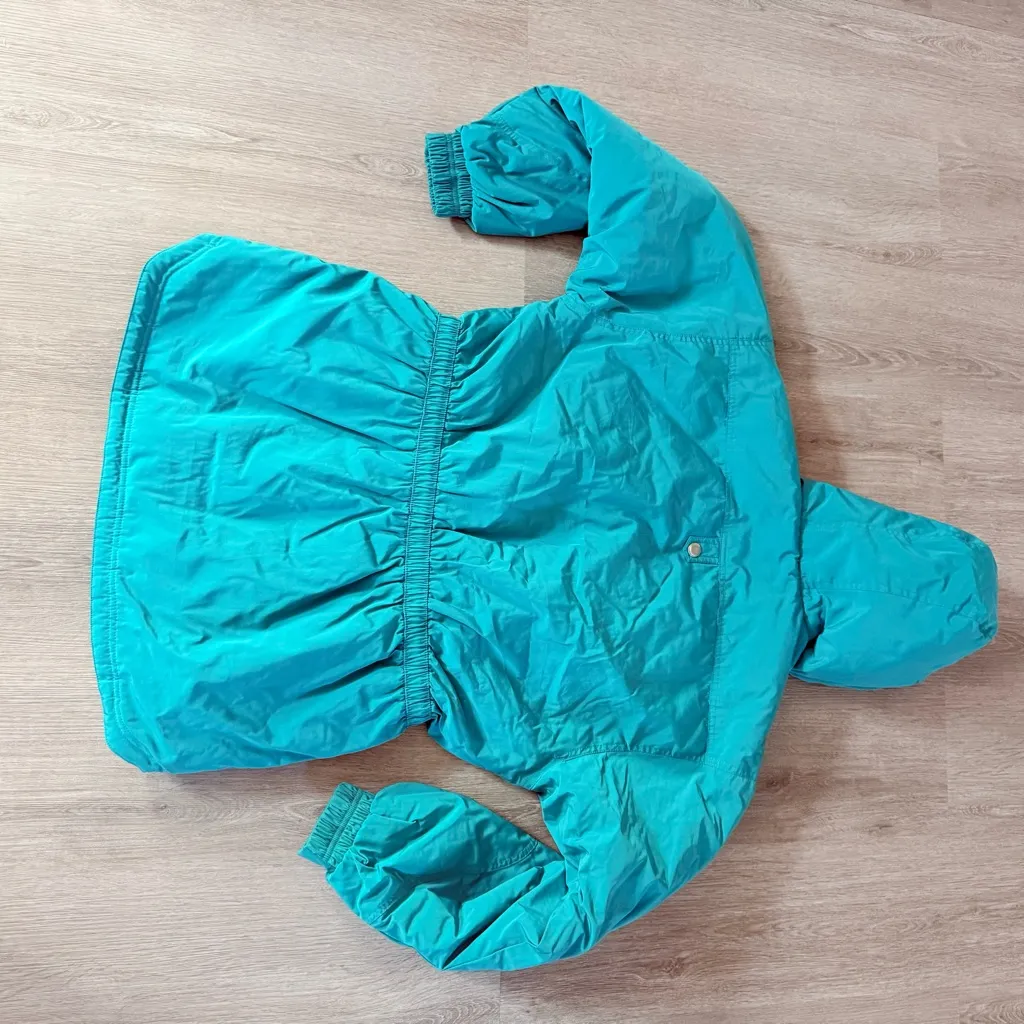 VINTAGE Double Diamond ski Jacket green Goose Down Puffer Insulated Hooded sz L Blue Size L - Image 5