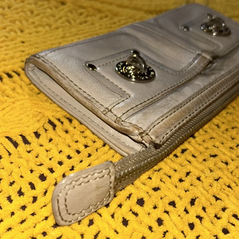 Beige Pebbled Leather Long Wallet - Image 16