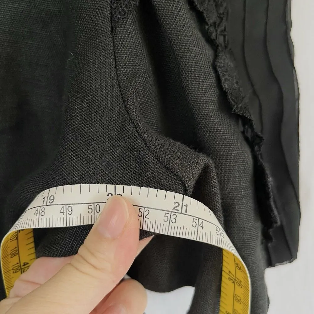 VTG Gina Veneto Roma Womens Sz 14 Black Top Embroidered 100% Linen Made In USA - Image 9