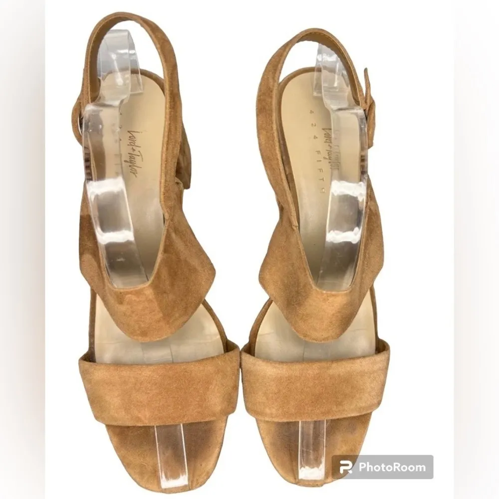 Lord & Taylor Suede Block Heels Tan Size 10 - Image 3