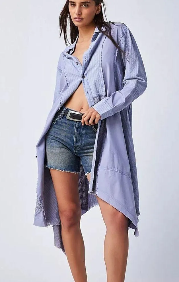 Free people we the free remade patchwork dress shirt Sz XS - Image 2