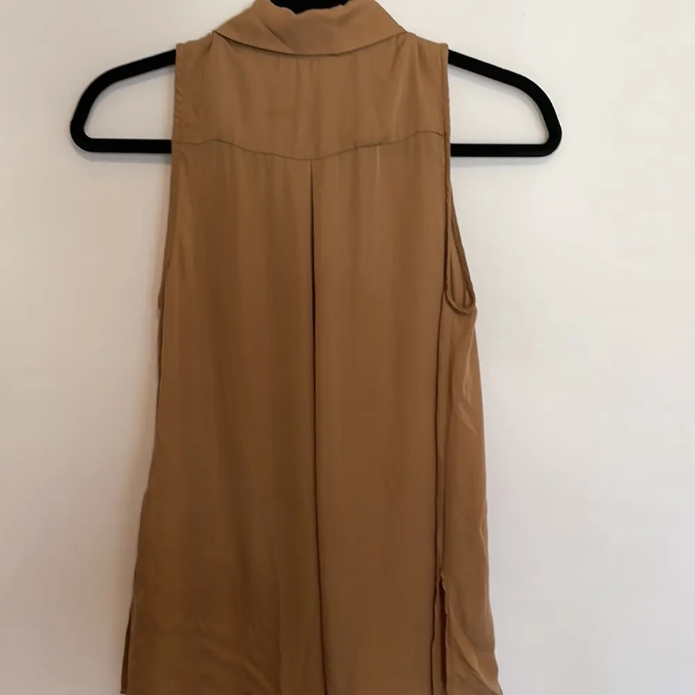 Haute Hippie chiffon silk flat ruffle button down sheer sleeveless collared top - Image 6