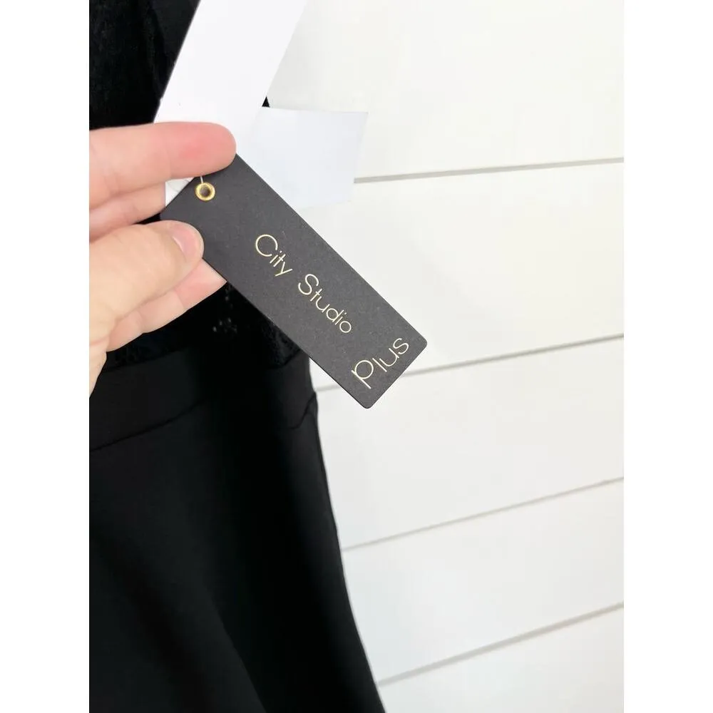 City Studio Black Lace Corset Bodice Spaghetti Straps ALine Dress Plus Size 20W - Image 13