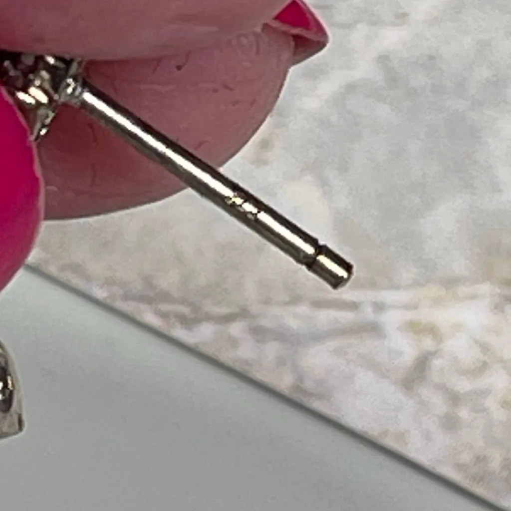 Sterling silver drop earrings oval center stone drop dangle halo of CZ’s - Image 4