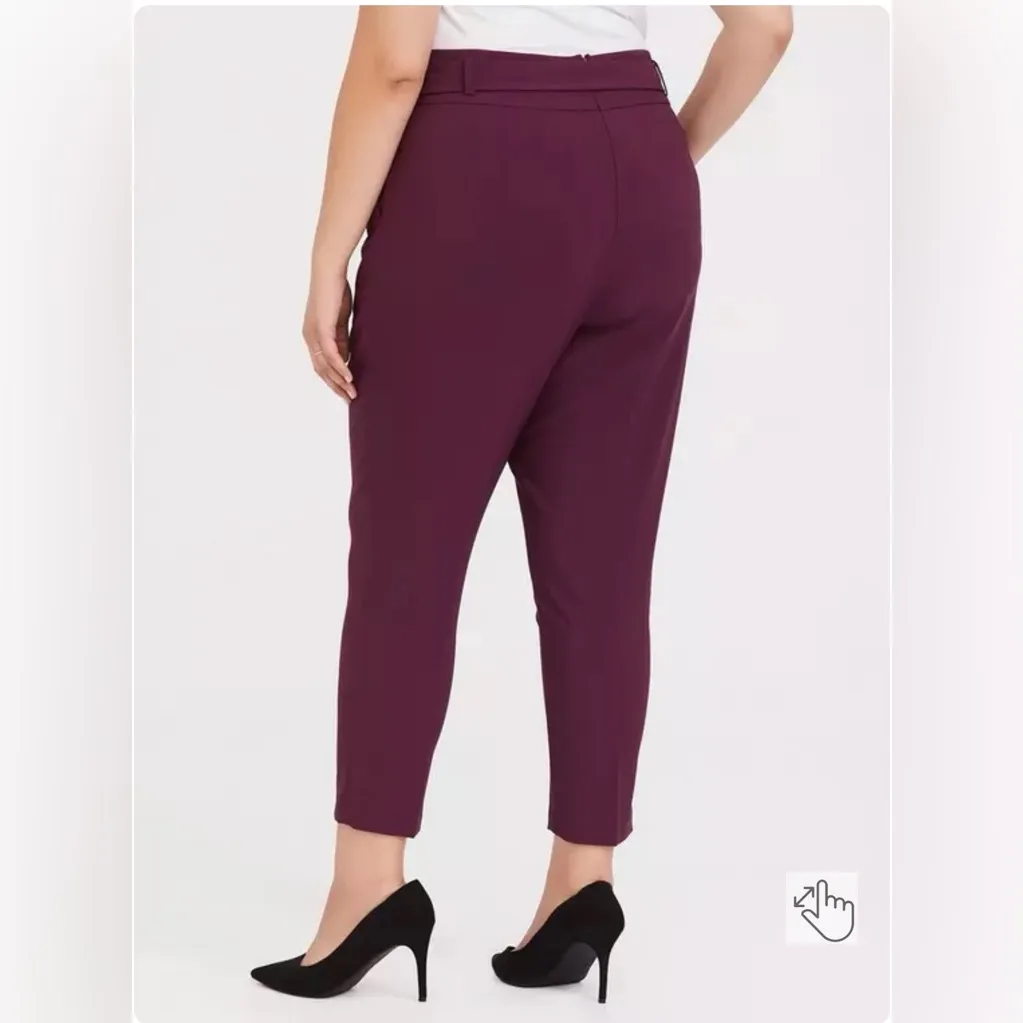 Torrid Cropped Trouser Pant with Waist Tie in Burgundy Size 16 - Image 2