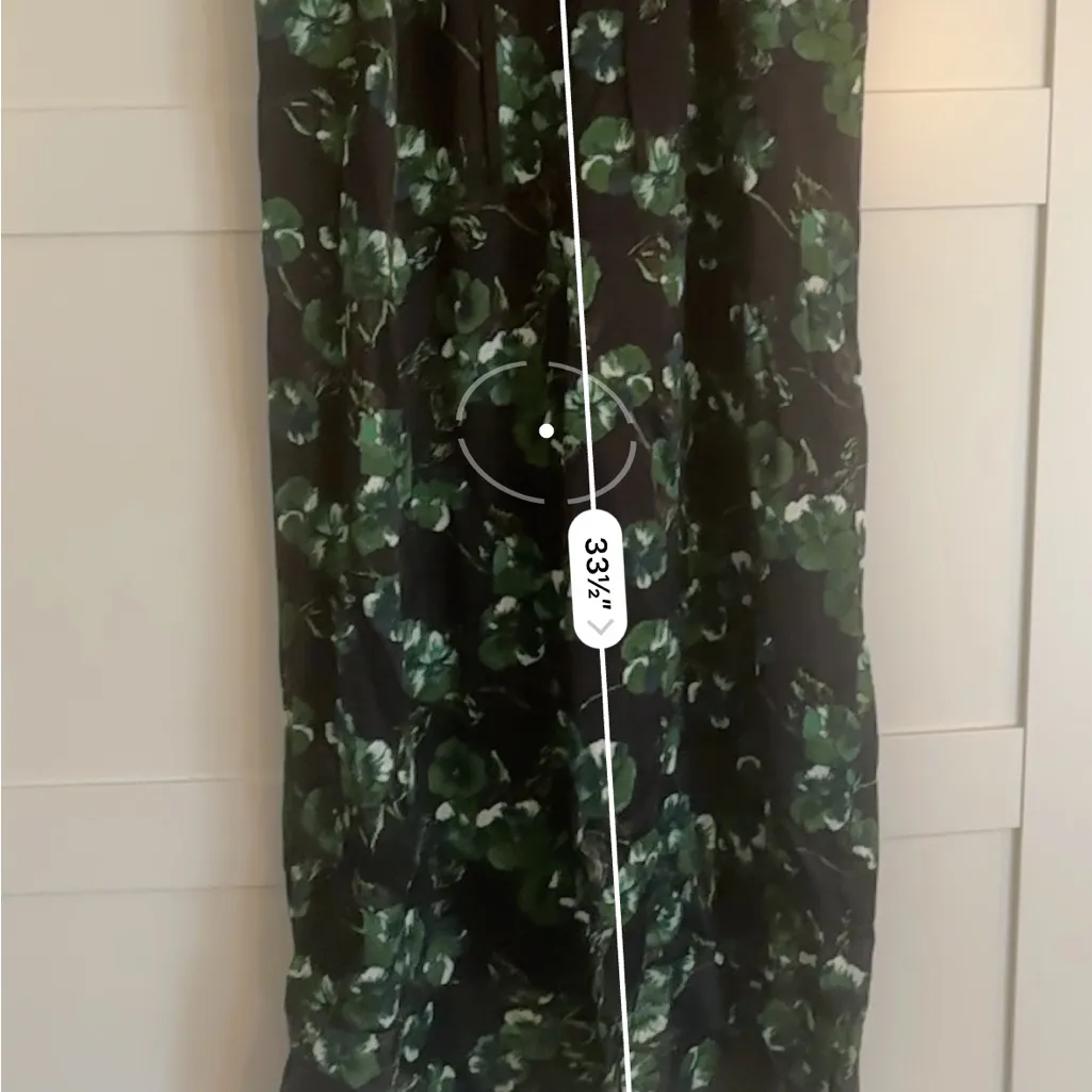 Elevenses Anthropologie Green Floral Wide Leg Silky Pants Size 4 Spring Chic - Image 6