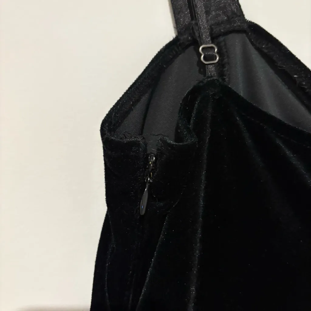 Abercrombie & Fitch Velvet Jumpsuit Bow Sleeveless‎ Wide Leg Black size XS - Image 6