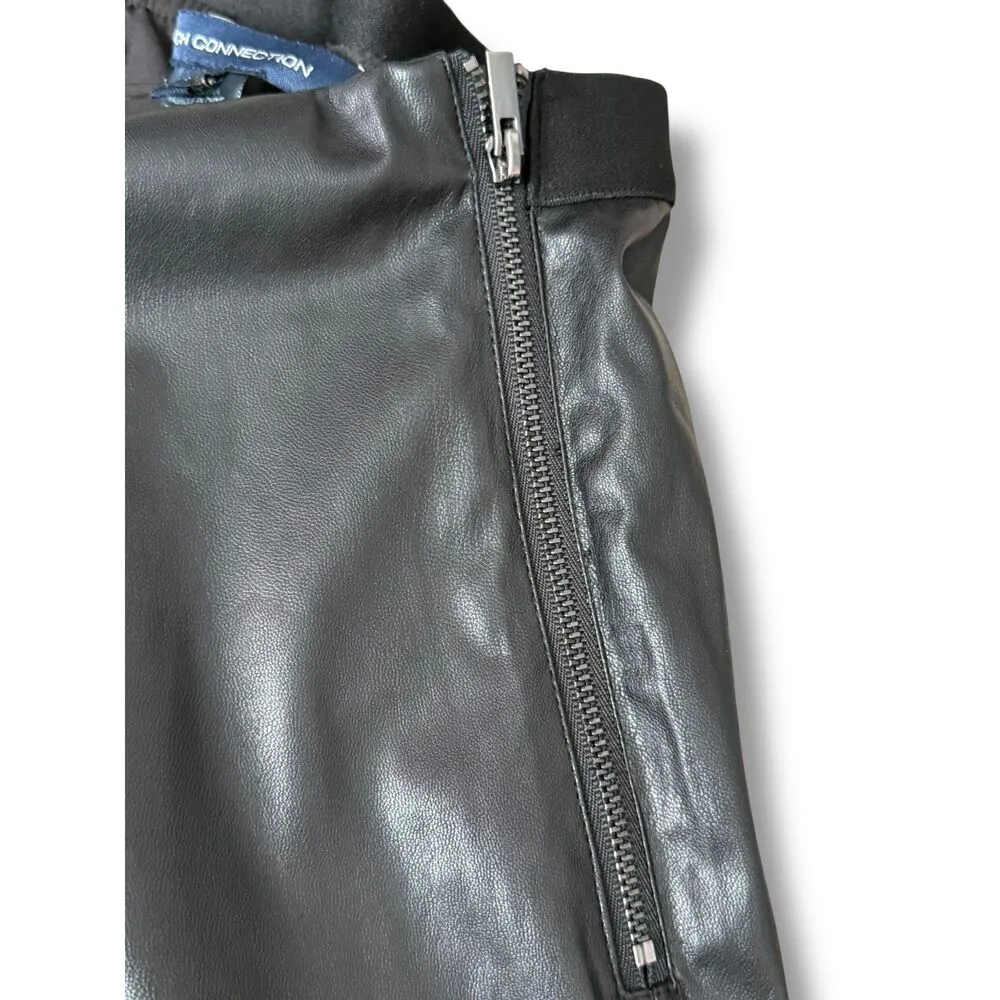 NWT French Connection Black Faux Leather Straight Leg Pants | Size 8 - Image 9
