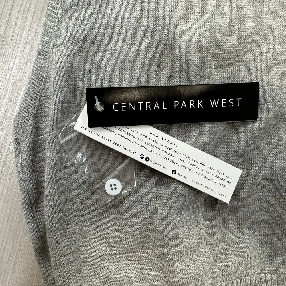 Central Park West Sweater Vest Mock Button Up NWT Medium Preppy Gray Blue - Image 5