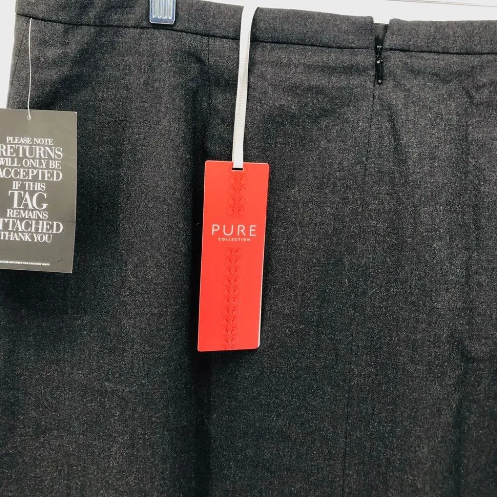 PURE COLLECTION Charcoal Stretch Wool Wrap Skirt Size 12 - Image 8