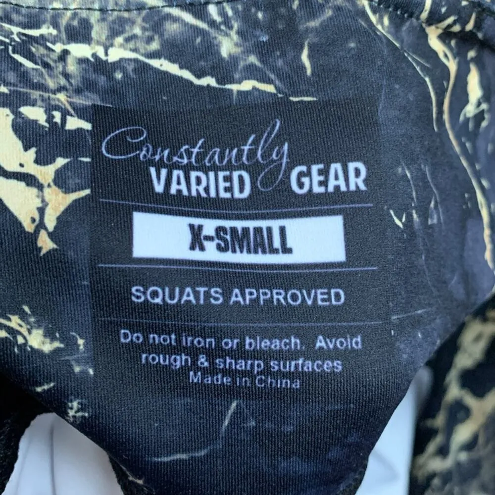 Constantly Varied Gear women's XS marble blue crop leggings gold CVG - Image 2