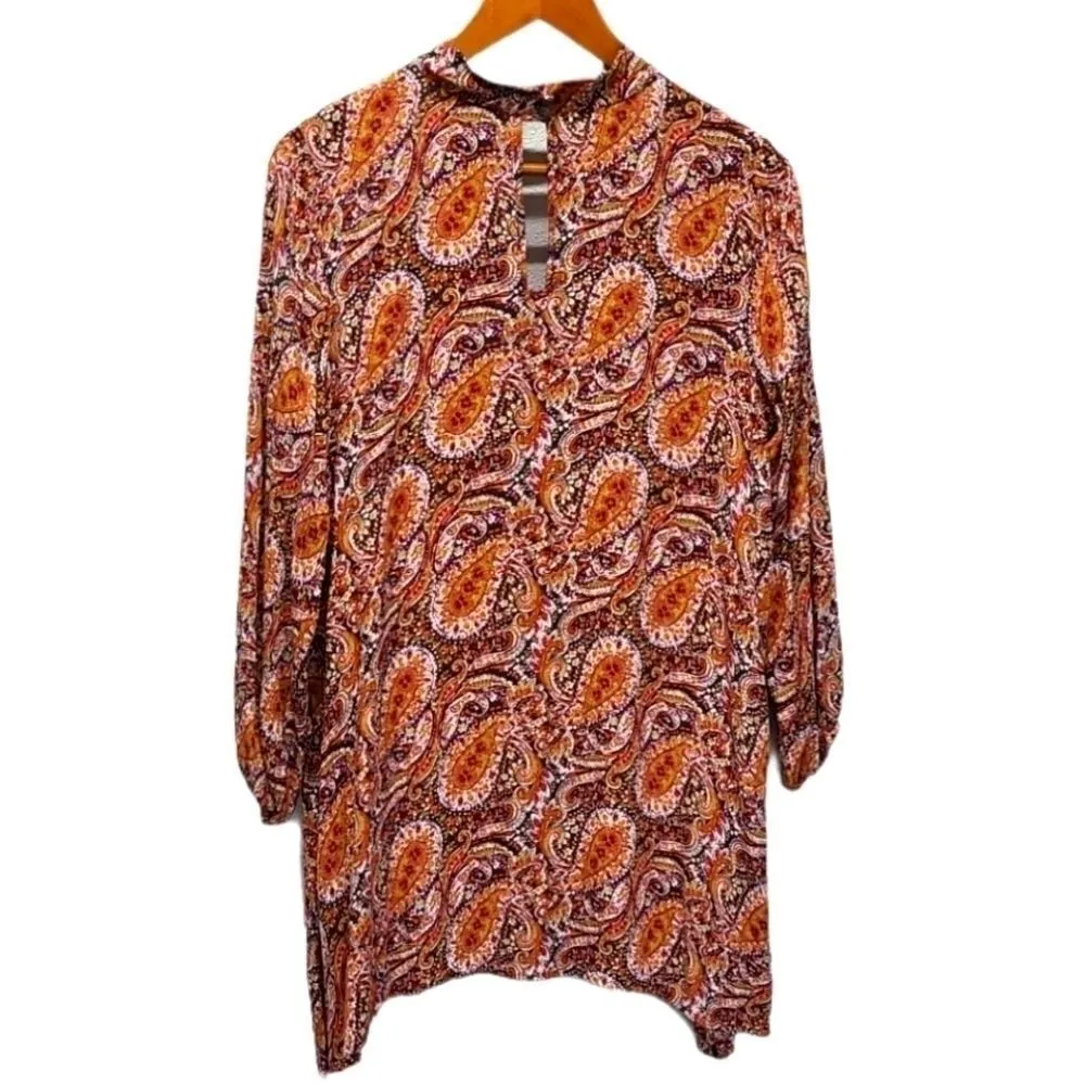 Karlie Orange Pumpkin Tunic Blouse size Small‎ - Image 2