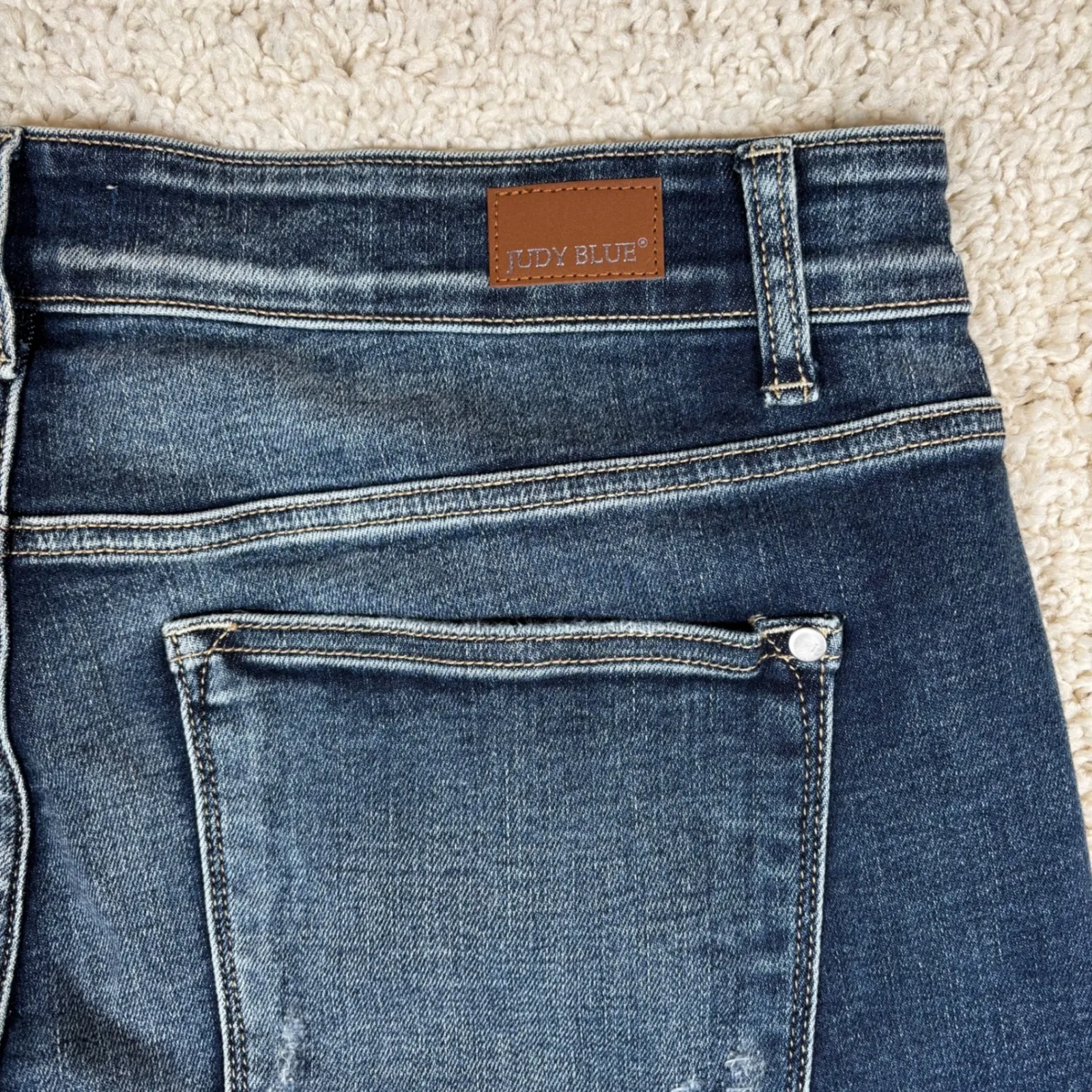 Judy Blue Boyfriend Fit Distressed Dark Wash Denim Jeans Women's 18W - Image 10