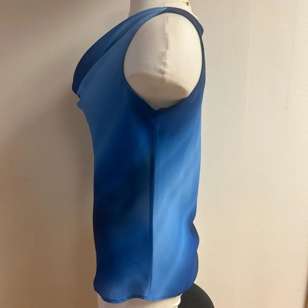 Vintage Y2K Blue Ombre Cowl Neck Sleeveless Blouse Made in USA size M - Image 3
