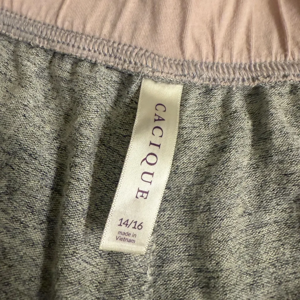 Cacique Gray Coquette Victorian Pocket Sleep Shorts with Lace Trim - size 14/16 - Image 7