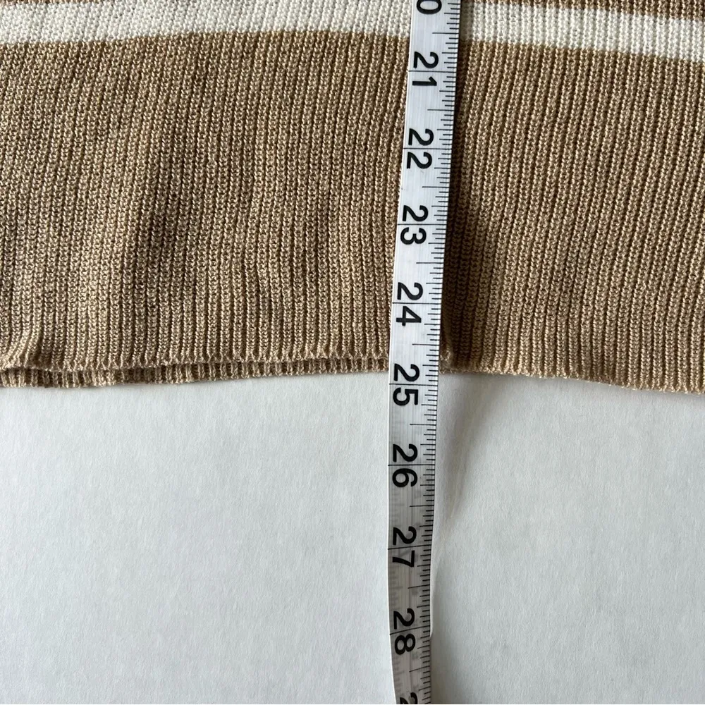 J. Crew factory striped poncho wool blend knit barley tan white strip  one size - Image 12