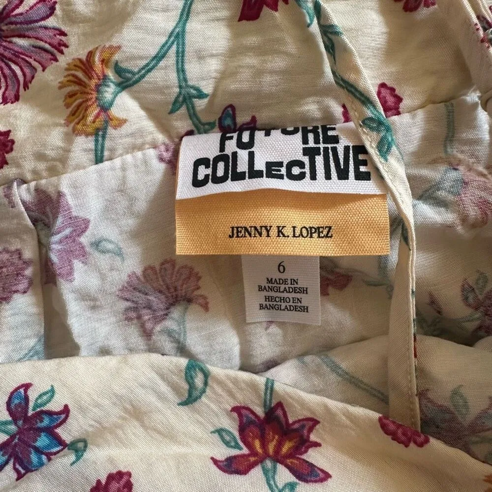 Future Collective Floral Empire Waist Ruffle Midi Dress Size 6 Pink - Image 6