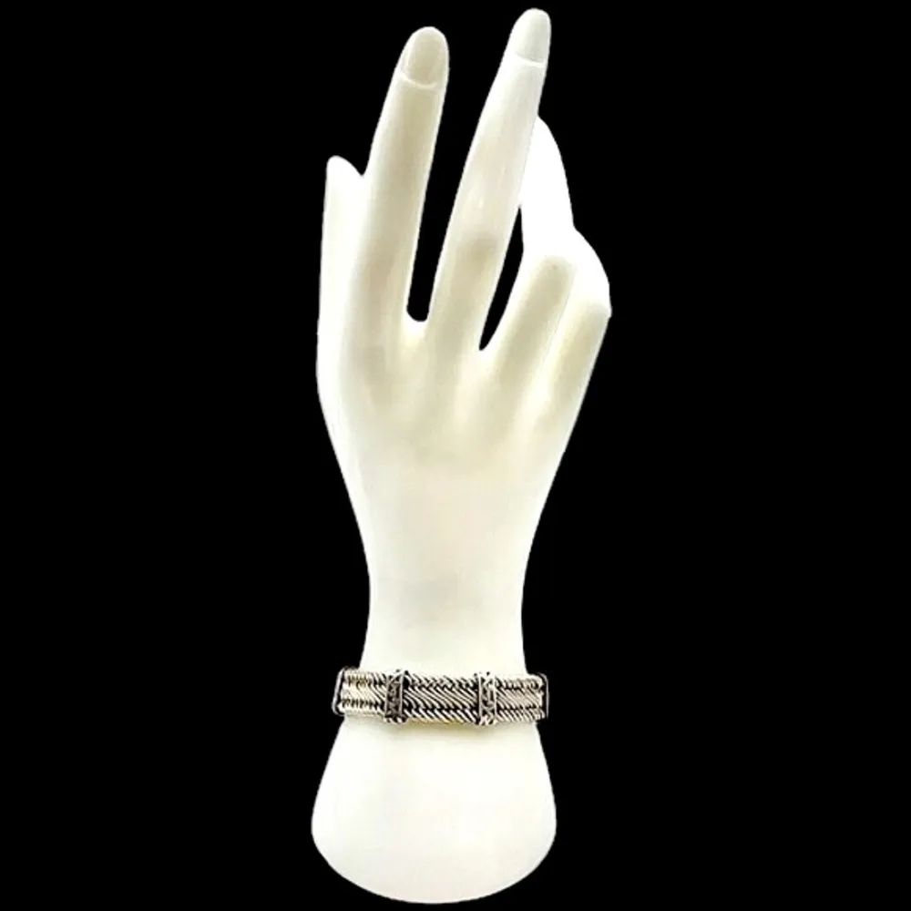 Woven Figure Eight Sterling Silver Cut Out Bracelet With Stations - Image 8