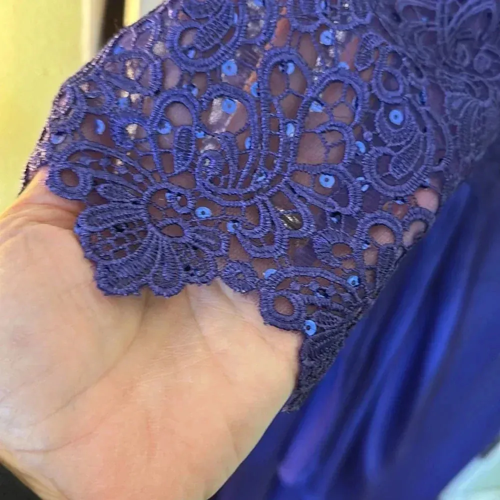 Jade Couture Evening Gown Lace and Sequins Purple Size undefined - Image 7