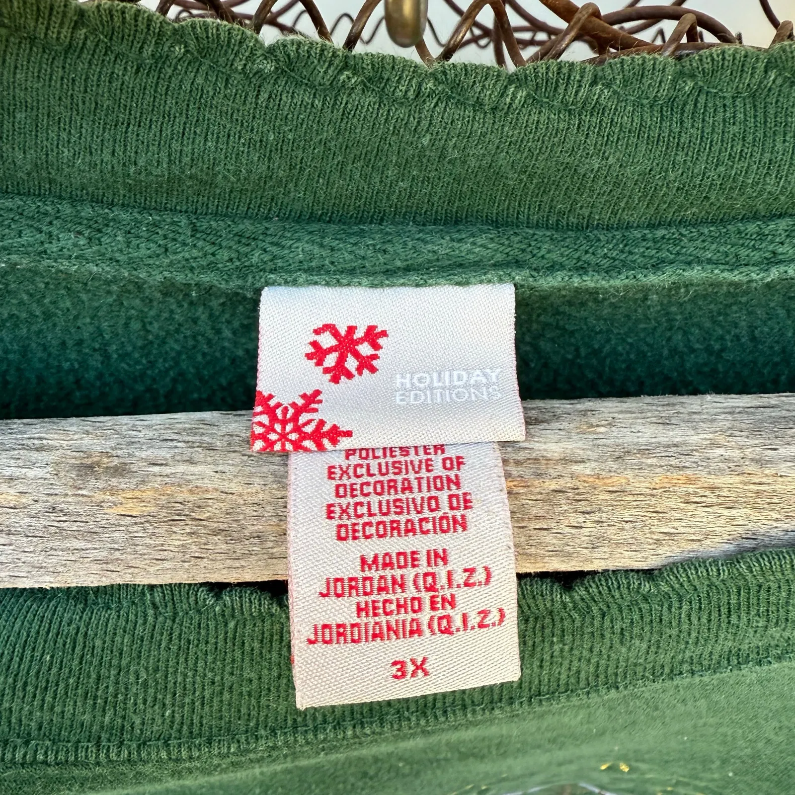 Y2K Christmas Green Embroidered Crew Sweatshirt Snowman Elf Reindeer Santa 3X - Image 4