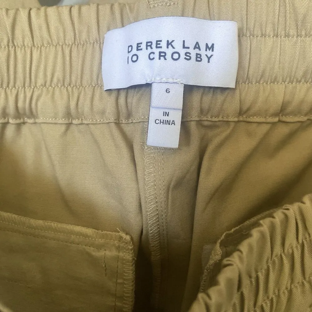 Derek Lam 10 Crosby Phoenix Cotton Twill Zip Cuff High Rise Tan Joggers - Image 5