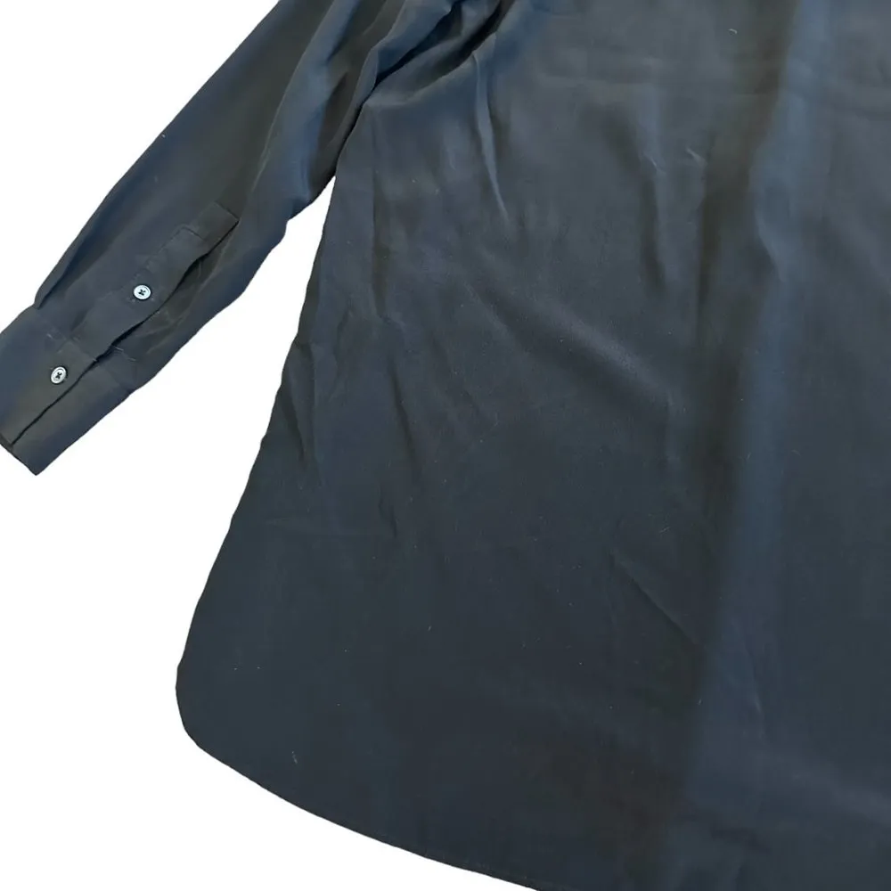 Babaton Aritzia 100% Silk Blouse Black Henley Flowy Wide Fit Small Women's - Image 8