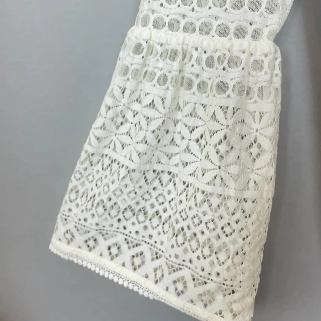 Eliza J Dress White Lace Bell Sleeve Size 8 Wedding‎ Rehearsal Elopement Lined - Image 11