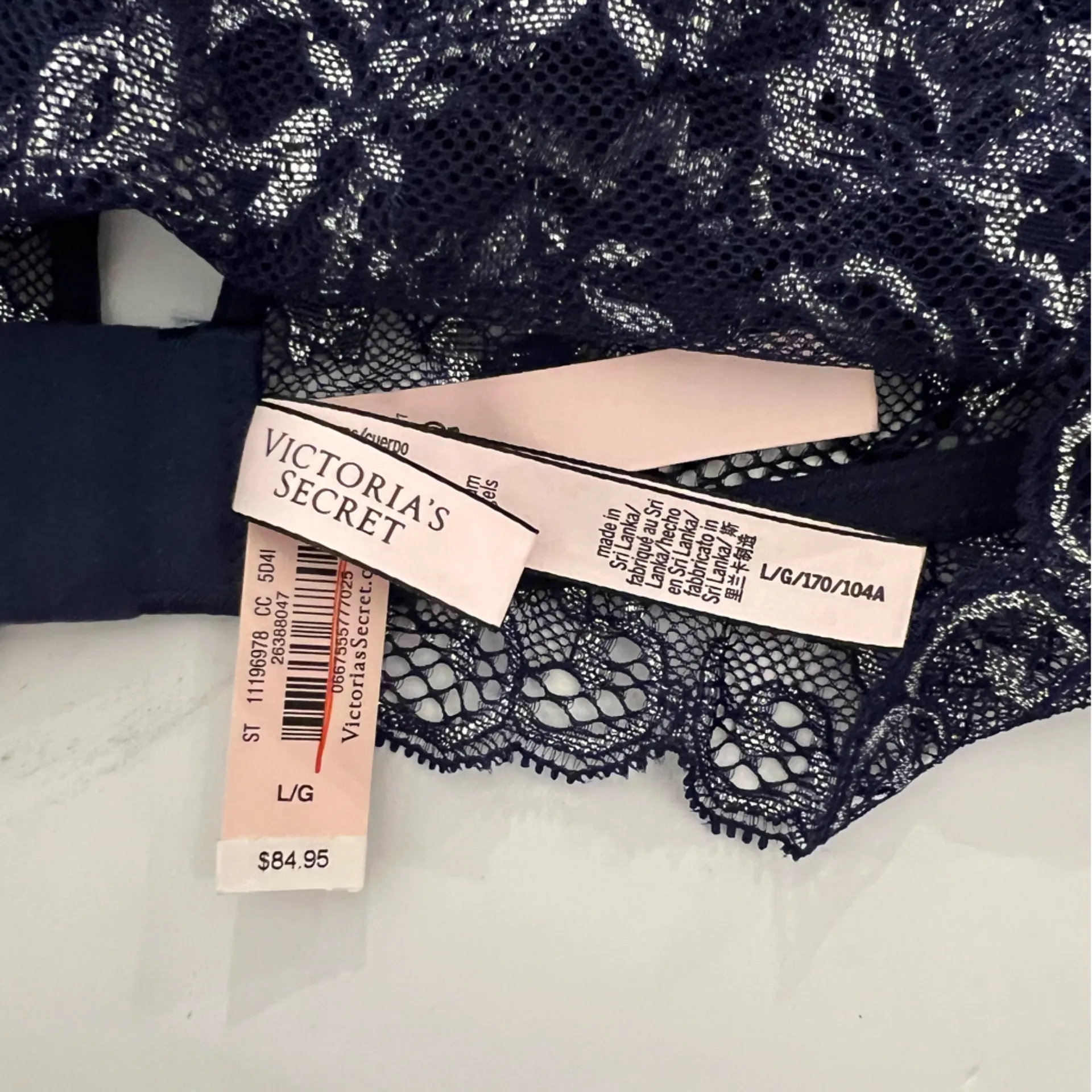 Victoria Secret Dream Angels Allure Shimmer Long-Sleeve Bra Longline Navy Large - Image 13