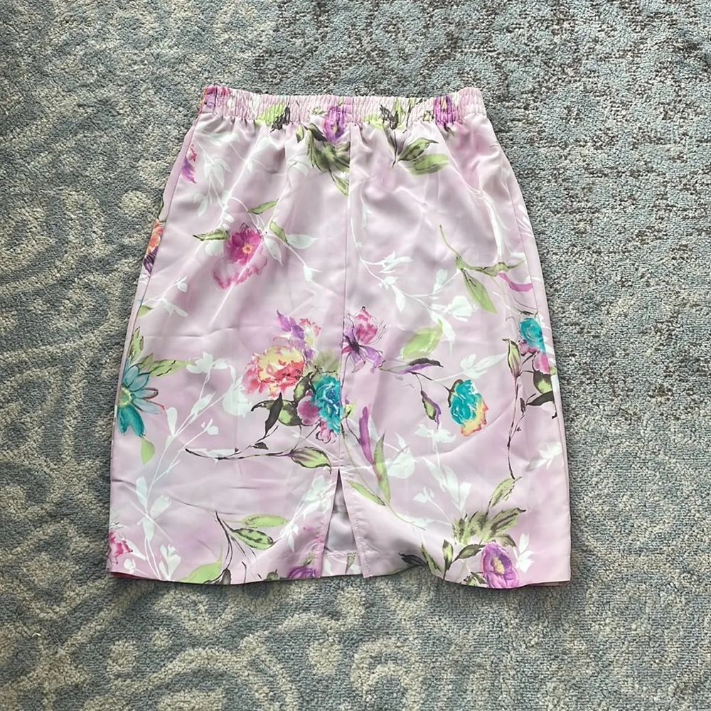 Cervelle Vintage Two Piece Skirt Set Floral Light Pink Large - Image 9