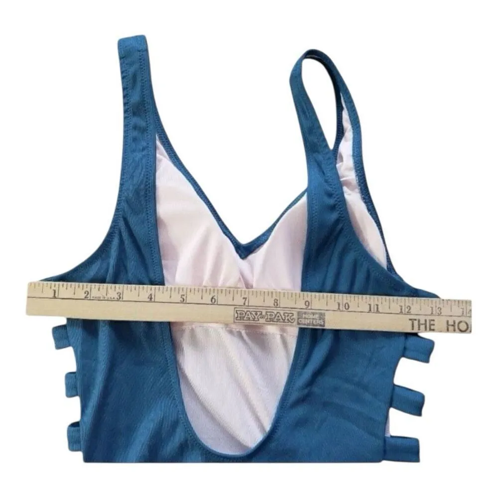 Shade & Shore One Piece Swim Suit Women Size S Open Back Cut Outs  Green - Image 6