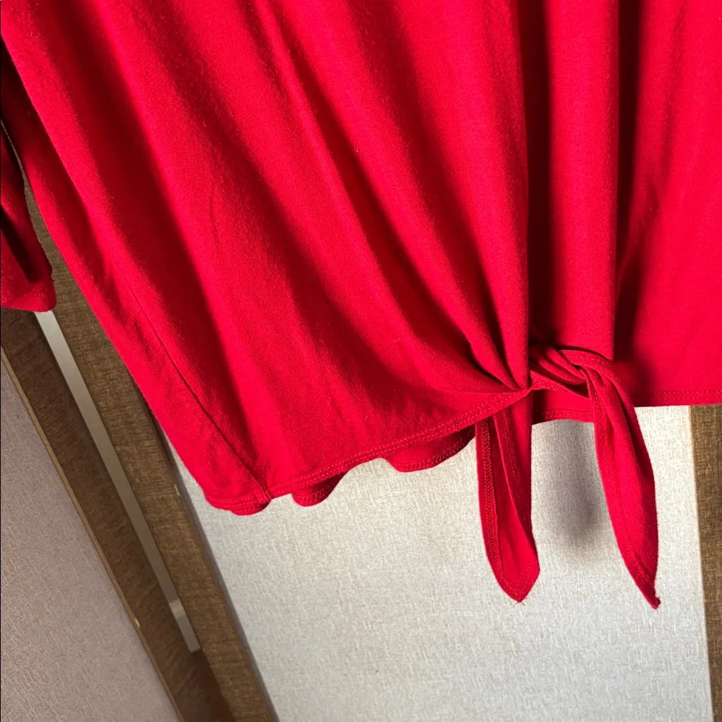 cha cha vente  Bold Red Tie-Front Blouse pxl - Image 2