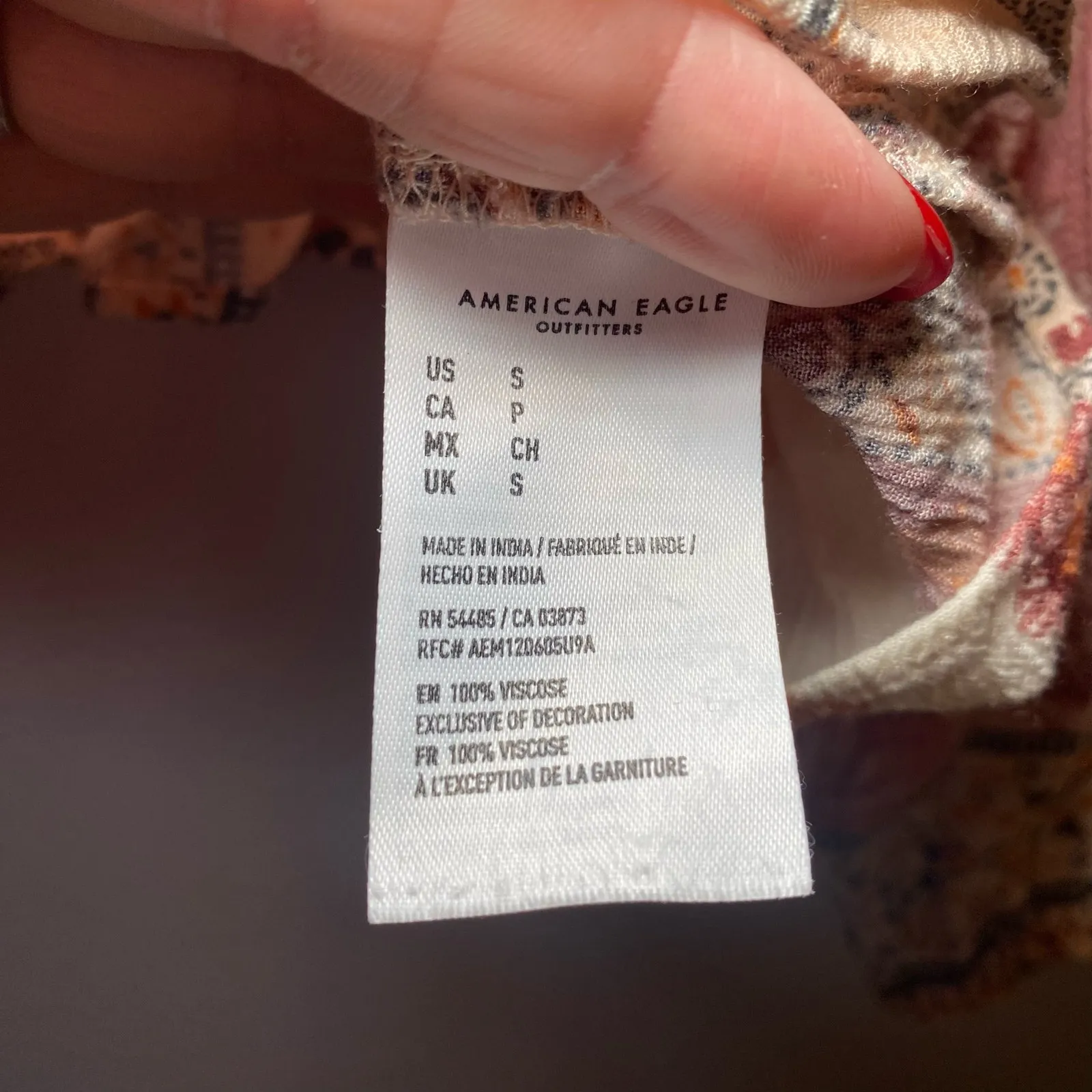 American Eagle Multicolor Boho Embroidered Long Sleeve Blouse Women's size Small - Image 9