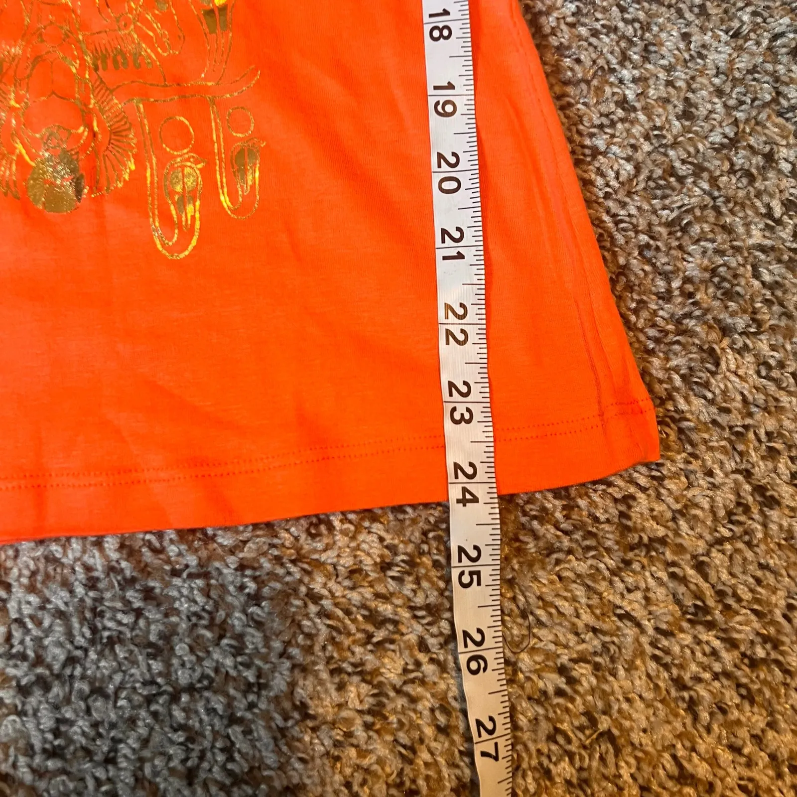 OBEY Graphic T Shirt Top Orange Gold Print Puff Sleeve Medium Womens‎ - Image 4