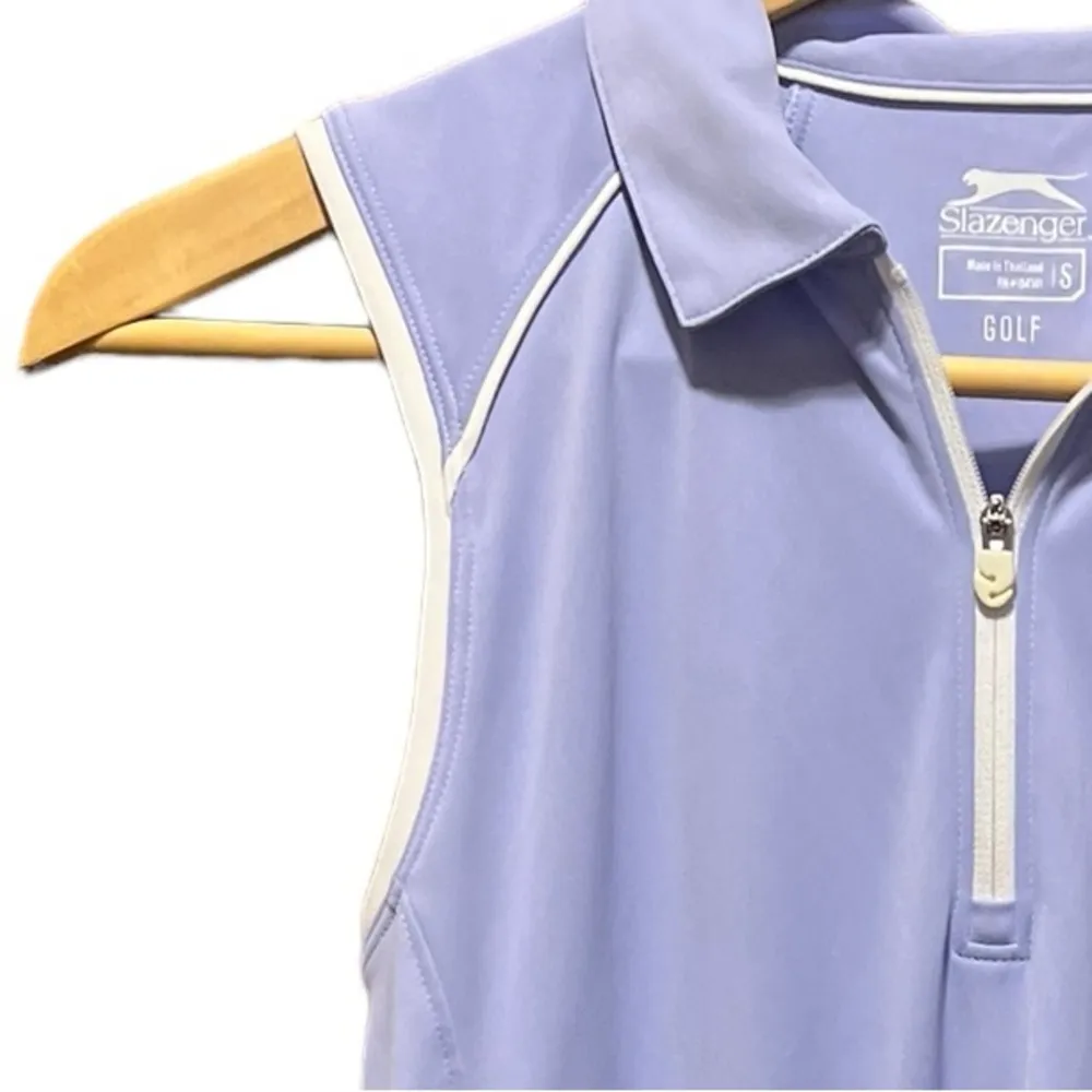 Slazenger Top Women's Purple 1/4 Zip Sleeveless Golf Polo Size Small - Image 4