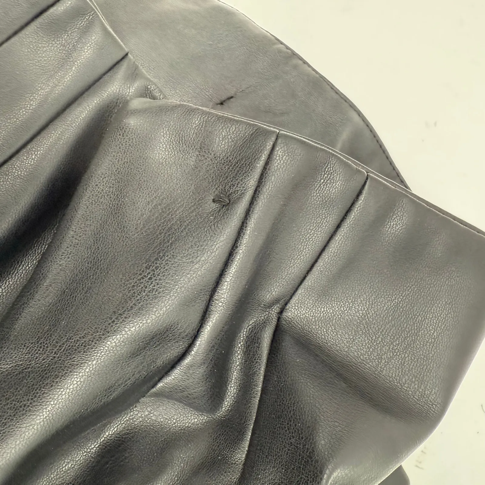 ZARA Faux Leather Pants Size Medium Black Zipper Slit Flare Vegan Pleather - Image 9