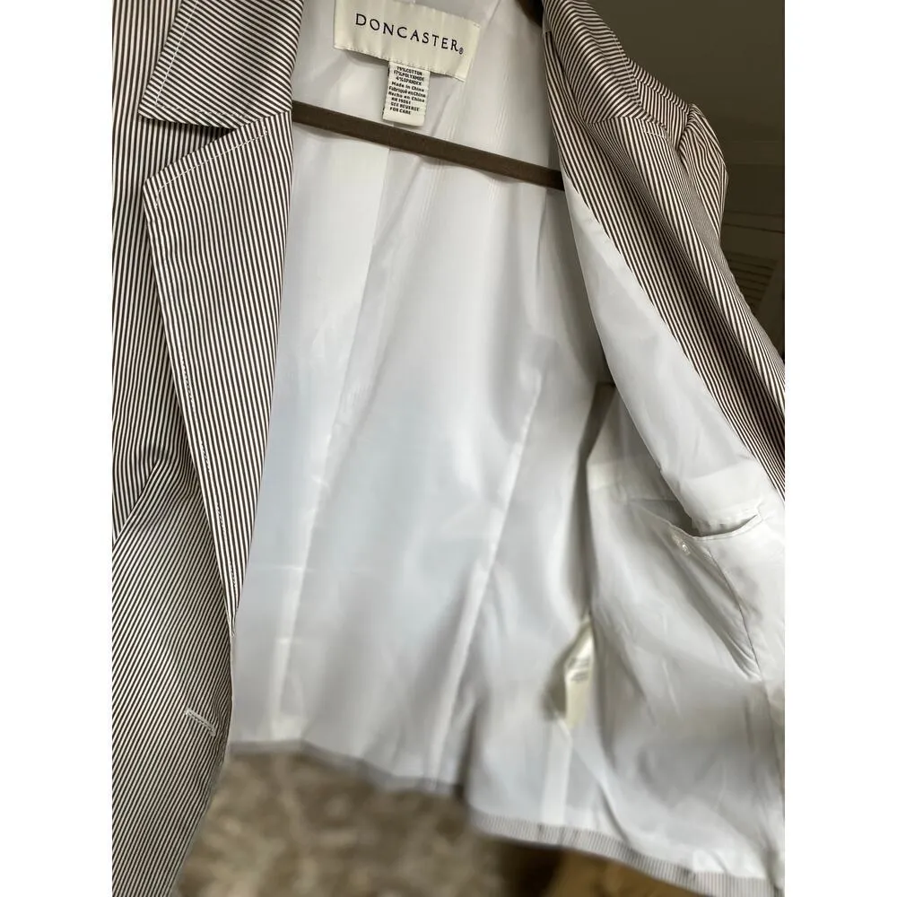 Doncaster Striped Peplum Blazer Suit Pant French Scandi Business Parisian Preppy - Image 6