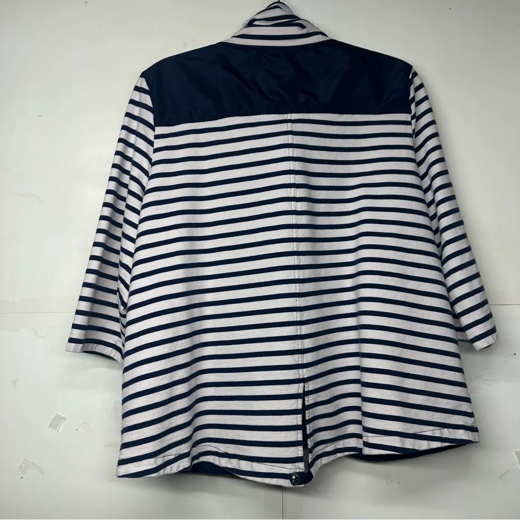 Ralph Lauren Navy and White Striped Women's Jacket size 2x - Image 14