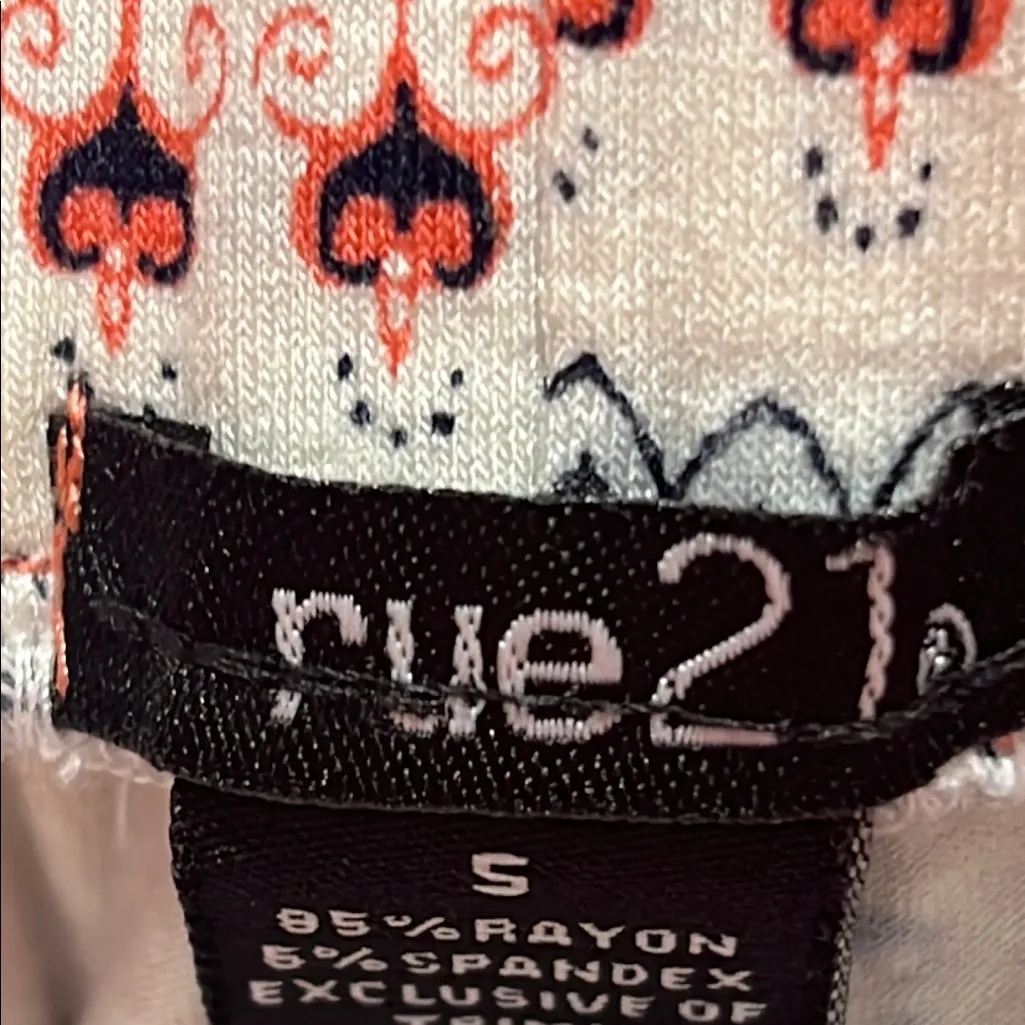Rue21 Elephant Print Bohemian Midi Skirt - Coral and Navy, Size S - Image 3