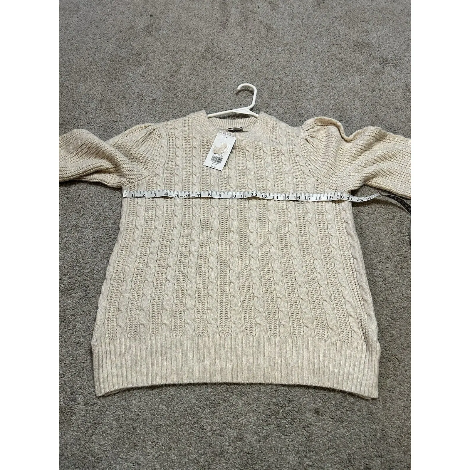 Ladies Crown & Ivy Oatmeal Heather Mock Neck, Ls, Cable Sweater, XL‎ NWT - Image 6