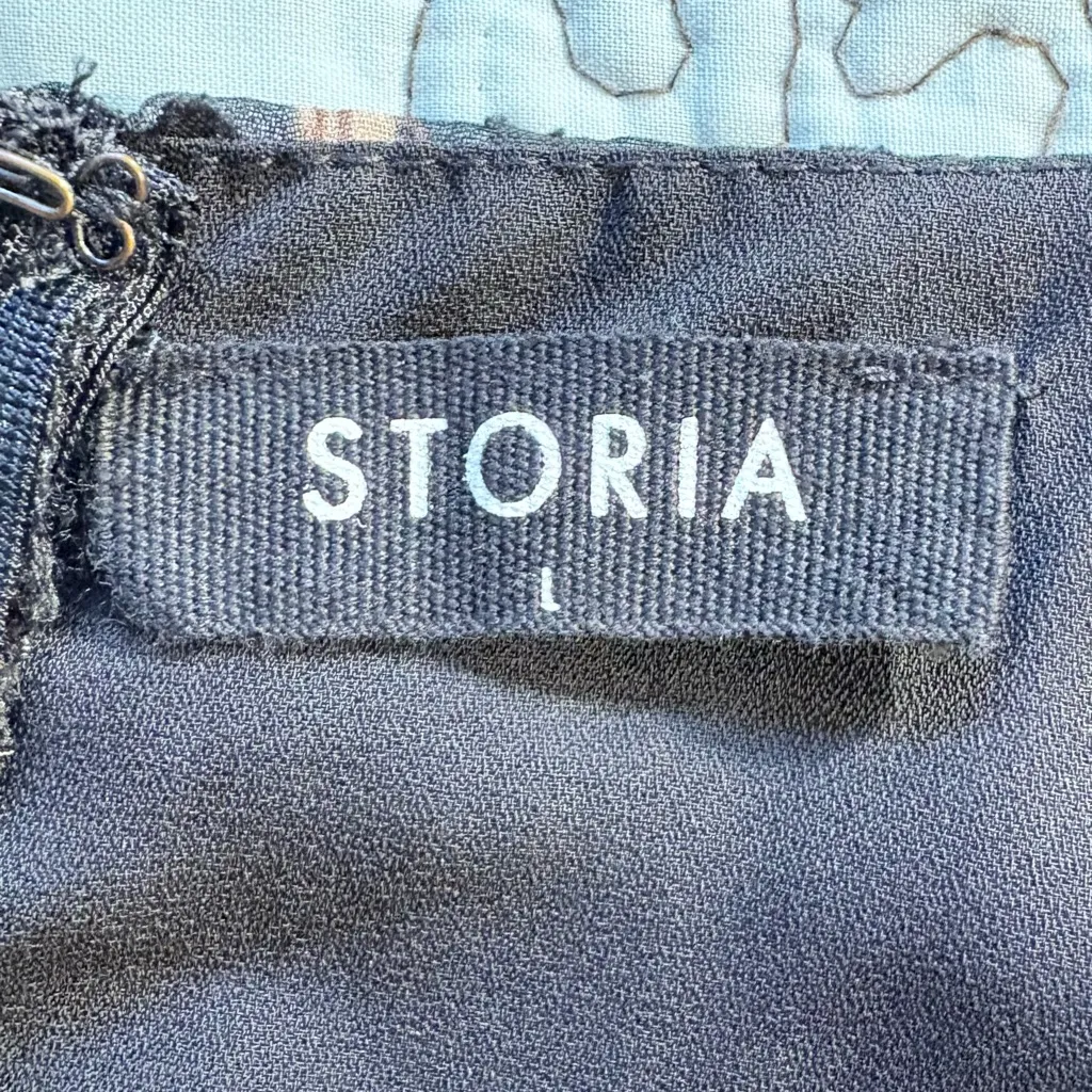 STORIA Swiss Dot Floral Corset-Inspired Ruched Long Sleeve Dress Size Large💛 - Image 9