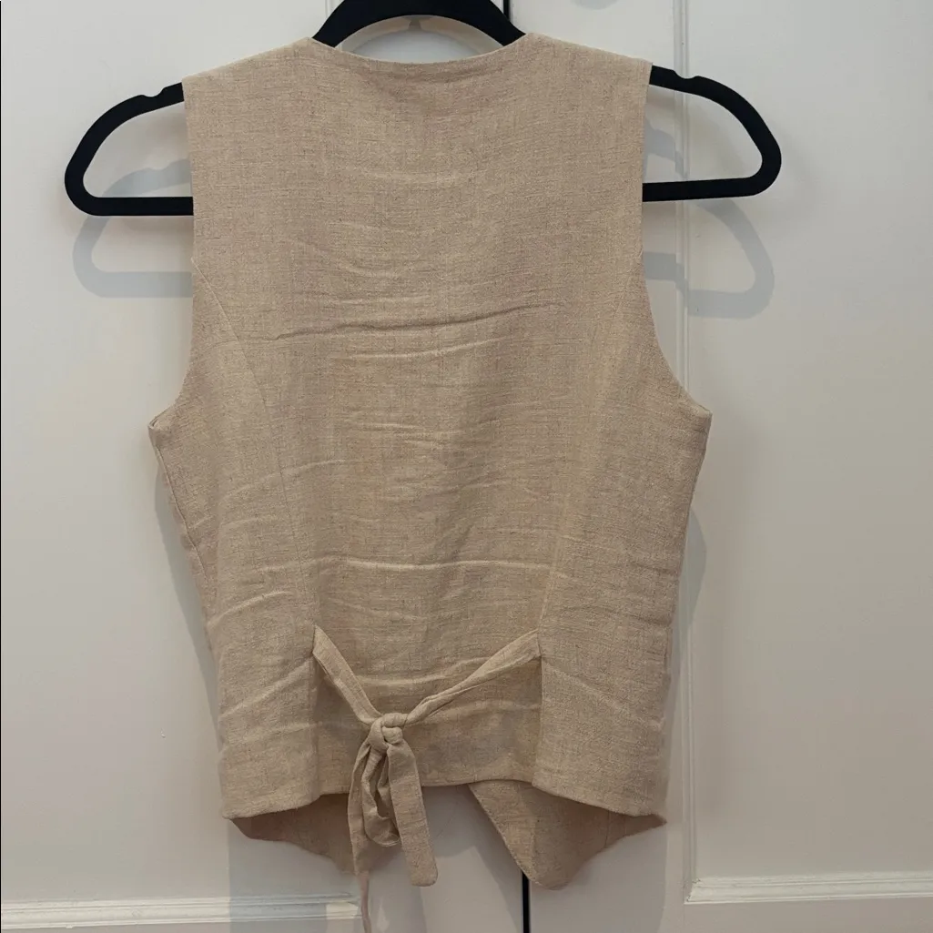 Princess Polly Ginger Linen Blend Vest Beige XS - Image 3