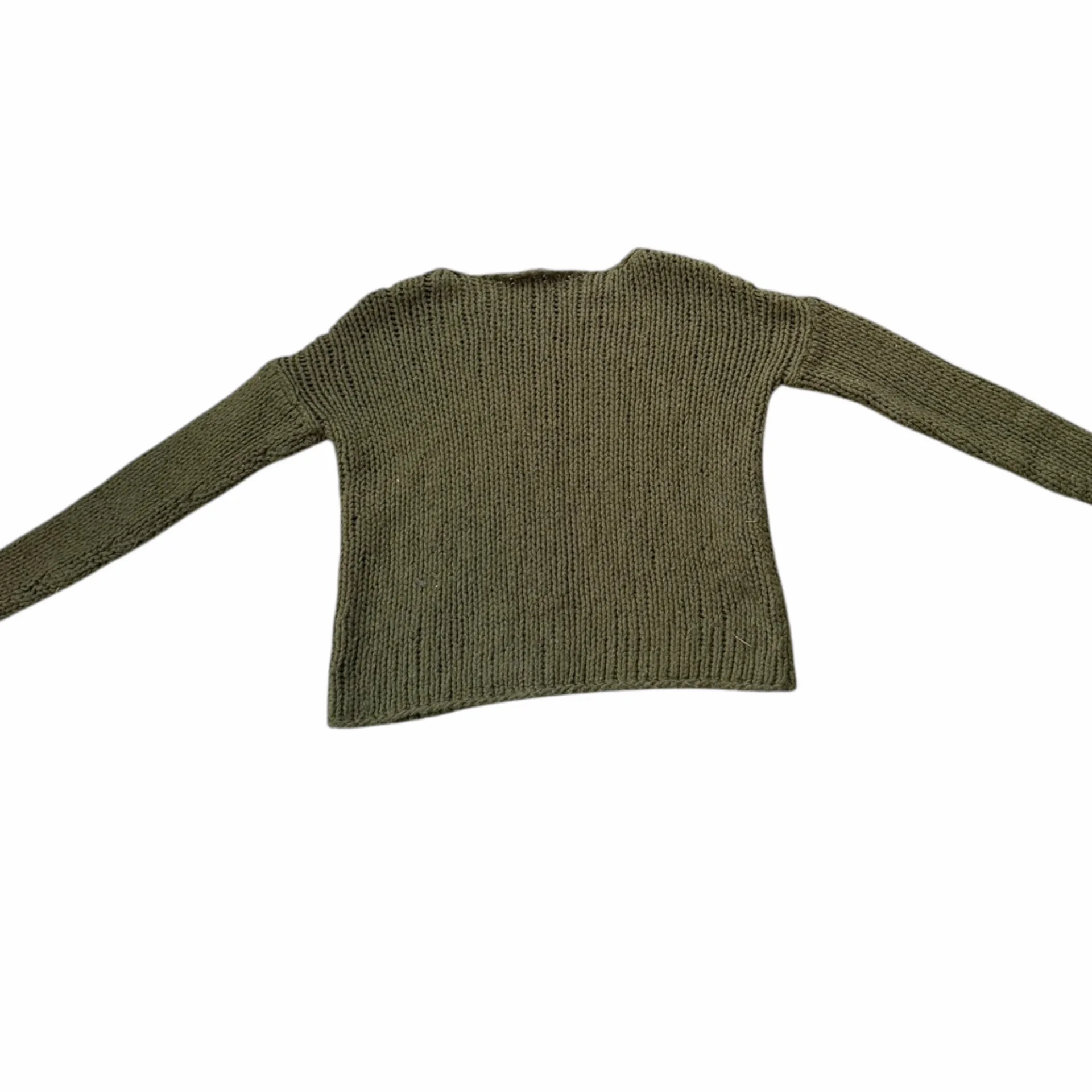Vince Knit Wool Blend Chunky Knit Sweater Forest Green Semi Sheer Boat Neck - Image 5