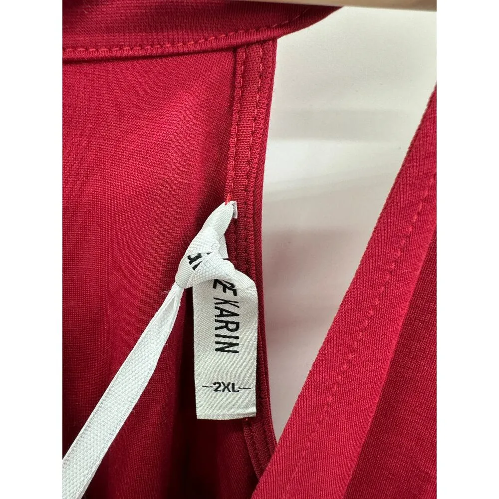 Grace Karin Red Sleeveless One Piece Romper Jumpsuit Viscose Blend Women 2XL NWT - Image 5