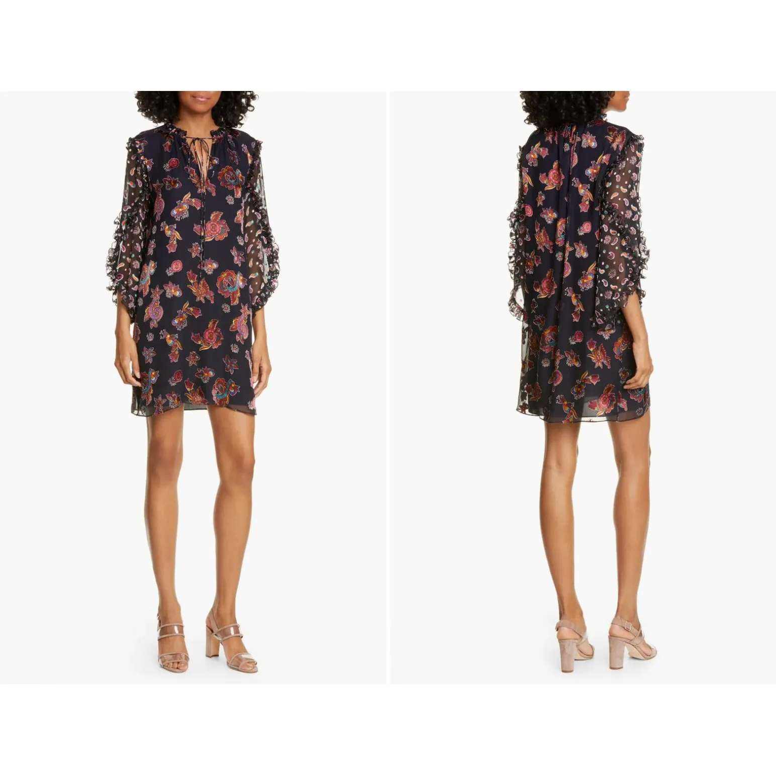 Alice + Olivia Julius Floral Ruffle Dress Silk Blend XS Luxury‎ Cottagecore $395 - Image 3