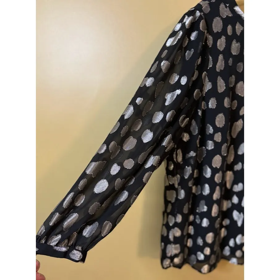 Talbots Gold & Black Animal Print Blouse - Petite 2X - NWOT - Image 3