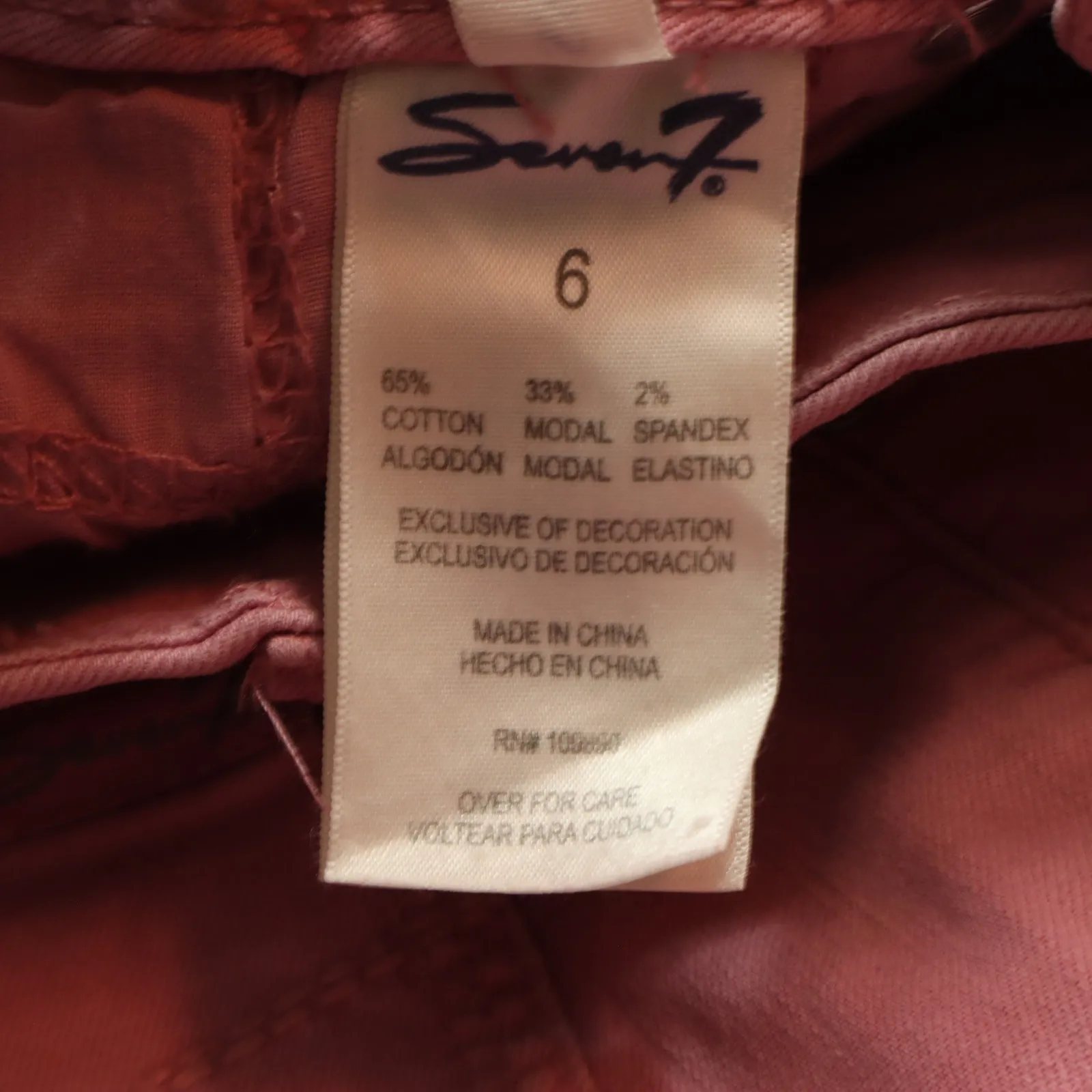 Seven7 Pink High Rise Skinny Tummyless Colorful Boho Soft Stretch Fairy Pants 6 - Image 14